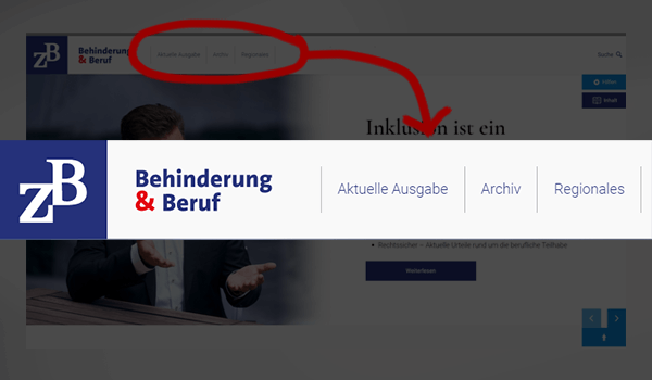 Vergrößerung des Menüs des ZB Digitalmagazins